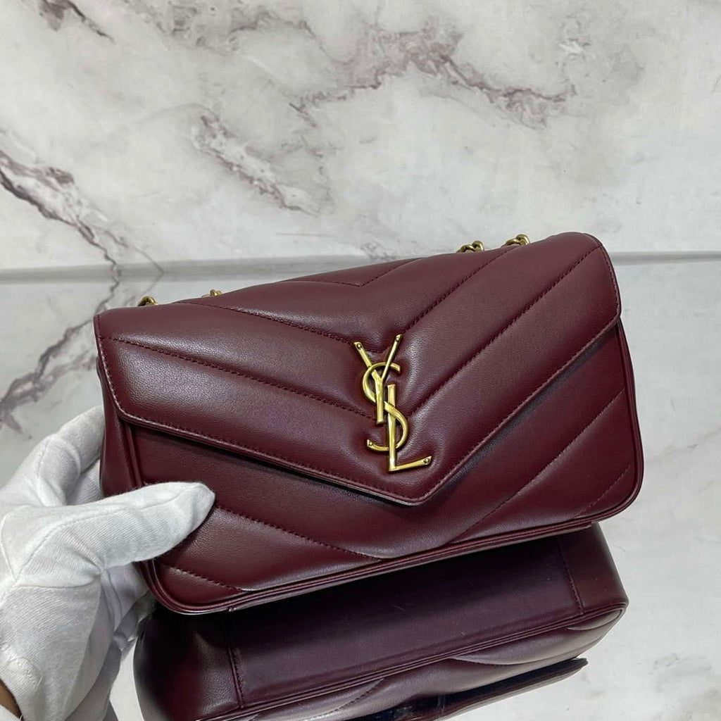 YSL 801437 Loulou small in matelass¨¦ lambskin Wine Red
