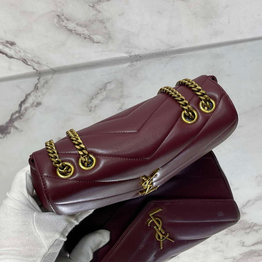 YSL 801437 Loulou small in matelass¨¦ lambskin Wine Red
