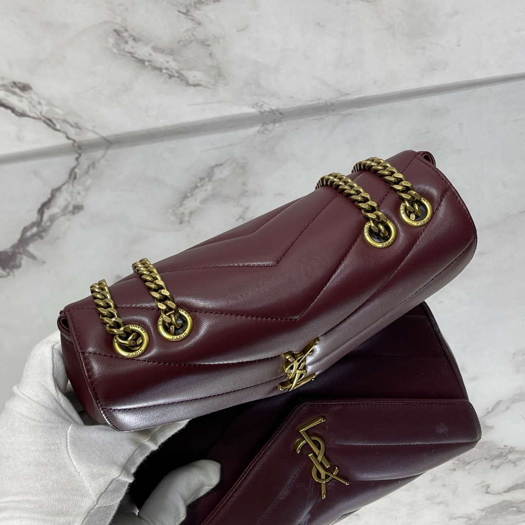 YSL 801437 Loulou small in matelass¨¦ lambskin Wine Red