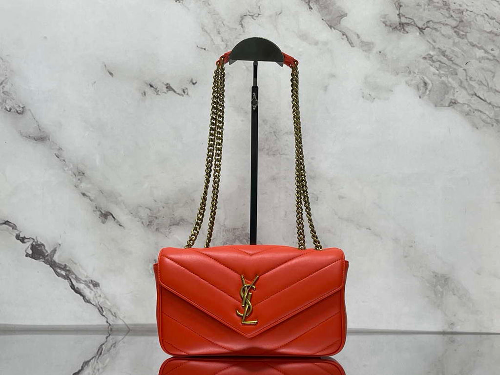 YSL 801437 Loulou small in matelass¨¦ lambskin Red
