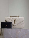 YSL 801437 Loulou small in matelass¨¦ lambskin White