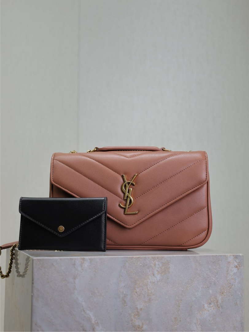 YSL 801437 Loulou small in matelass¨¦ lambskin Pink