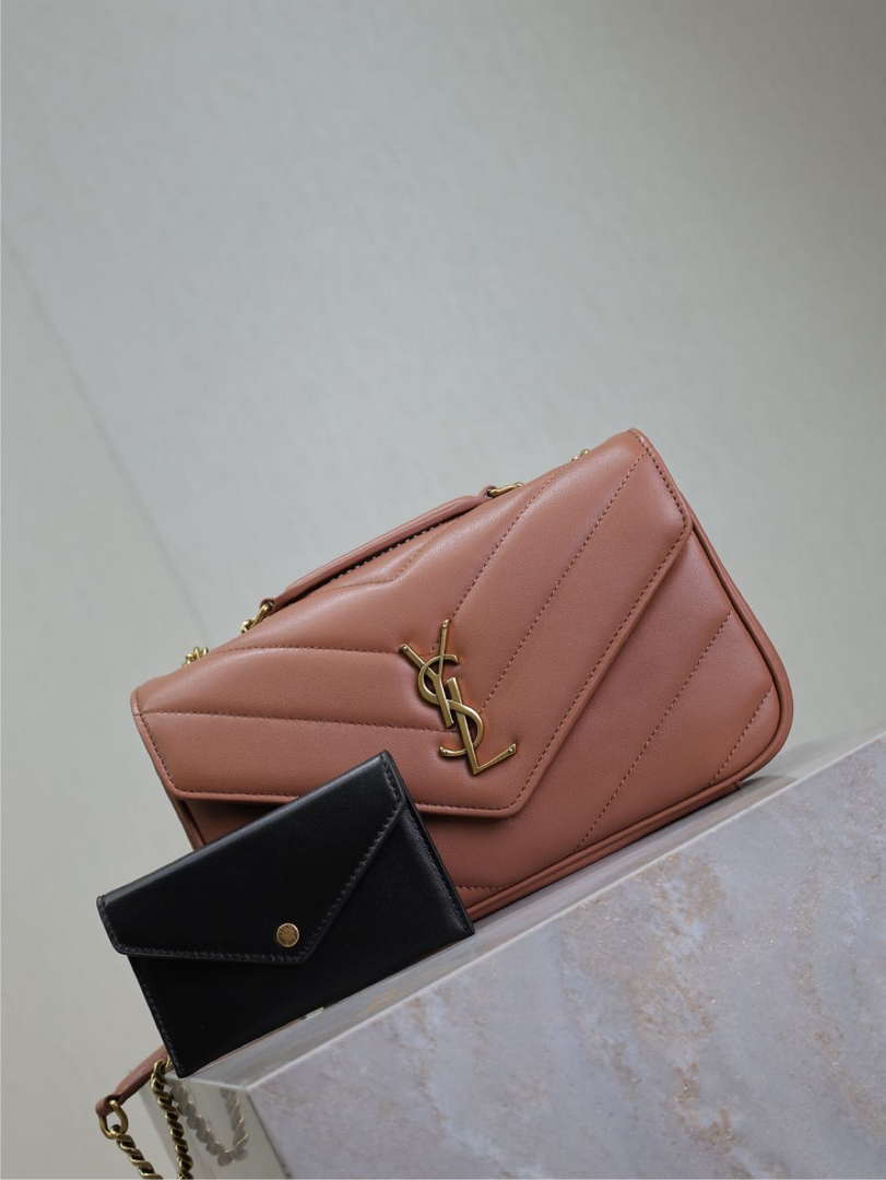YSL 801437 Loulou small in matelass¨¦ lambskin Pink