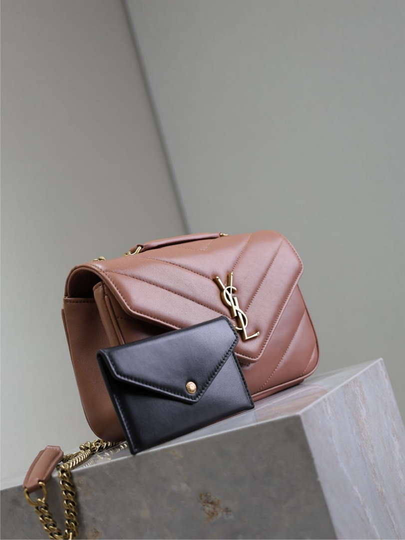 YSL 801437 Loulou small in matelass¨¦ lambskin Pink