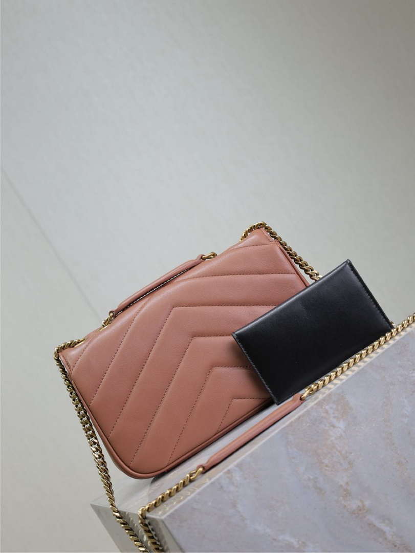 YSL 801437 Loulou small in matelass¨¦ lambskin Pink