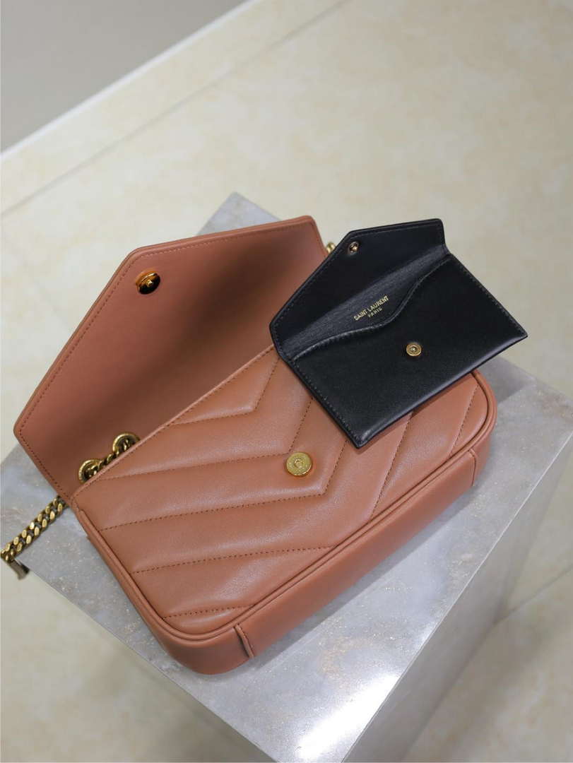 YSL 801437 Loulou small in matelass¨¦ lambskin Pink