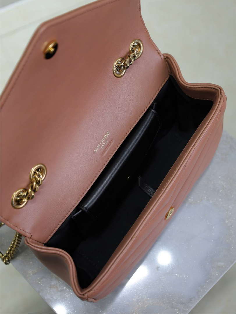 YSL 801437 Loulou small in matelass¨¦ lambskin Pink