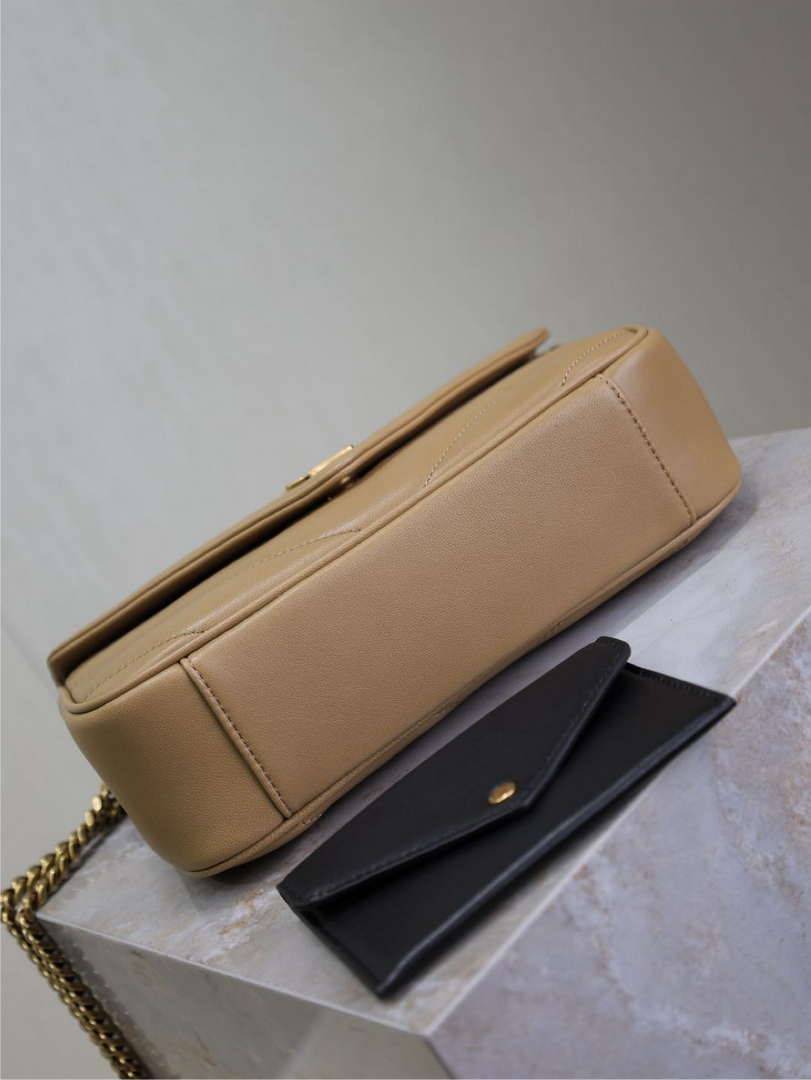 YSL 801437 Loulou small in matelass¨¦ lambskin Apricot