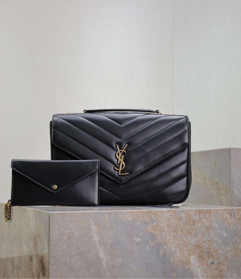 YSL 803541 Loulou large in matelass¨¦ lambskin Black