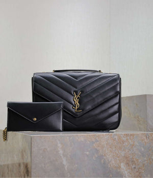 YSL 803541 Loulou large in matelass¨¦ lambskin Black - Default Title - View 1