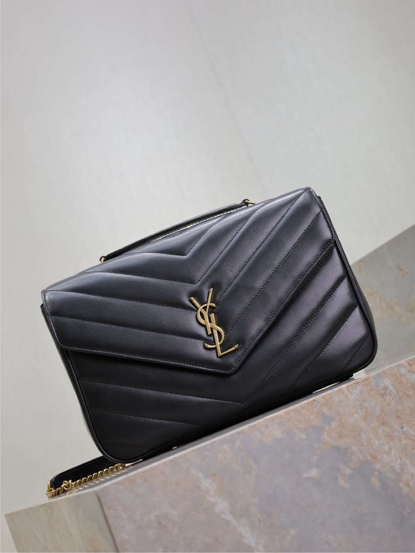 YSL 803541 Loulou large in matelass¨¦ lambskin Black