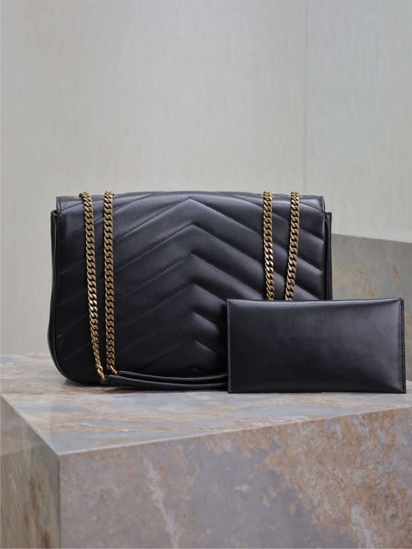 YSL 803541 Loulou large in matelass¨¦ lambskin Black