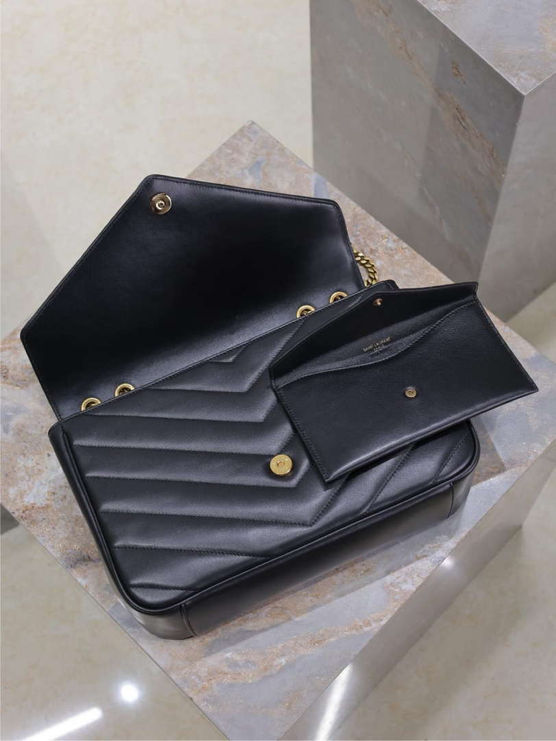 YSL 803541 Loulou large in matelass¨¦ lambskin Black