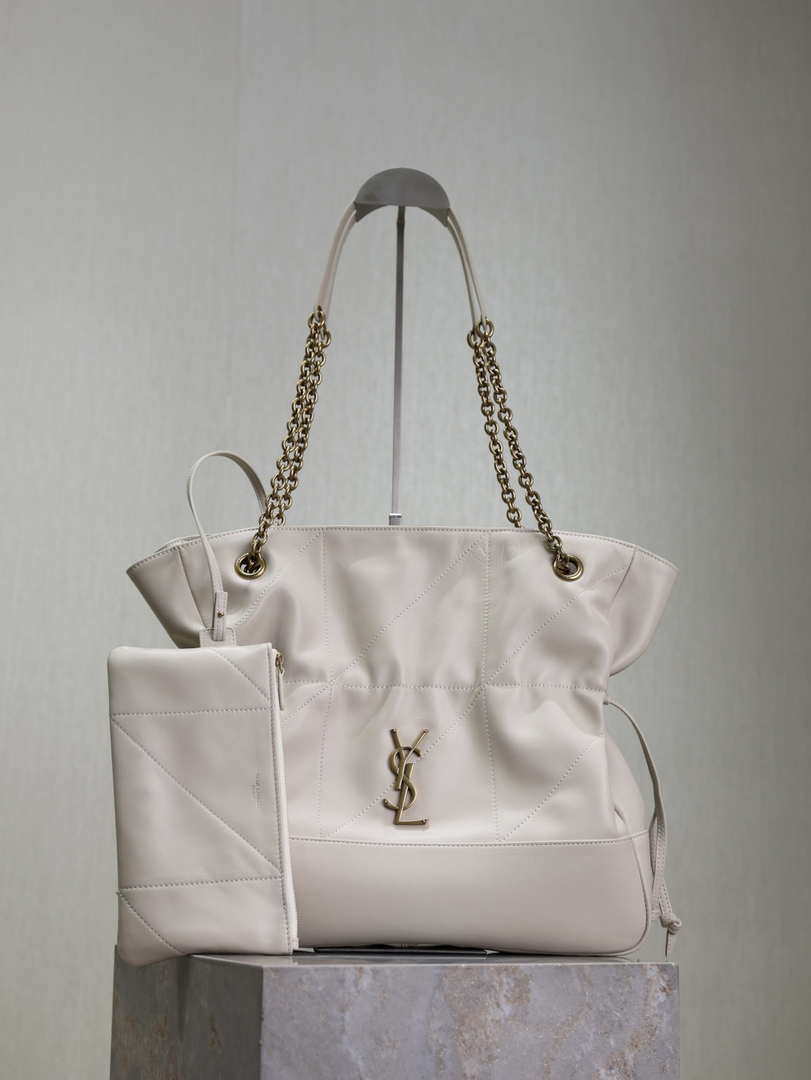 YSL 809824 JAMIE 4.3 SHOPPING in lambskin White
