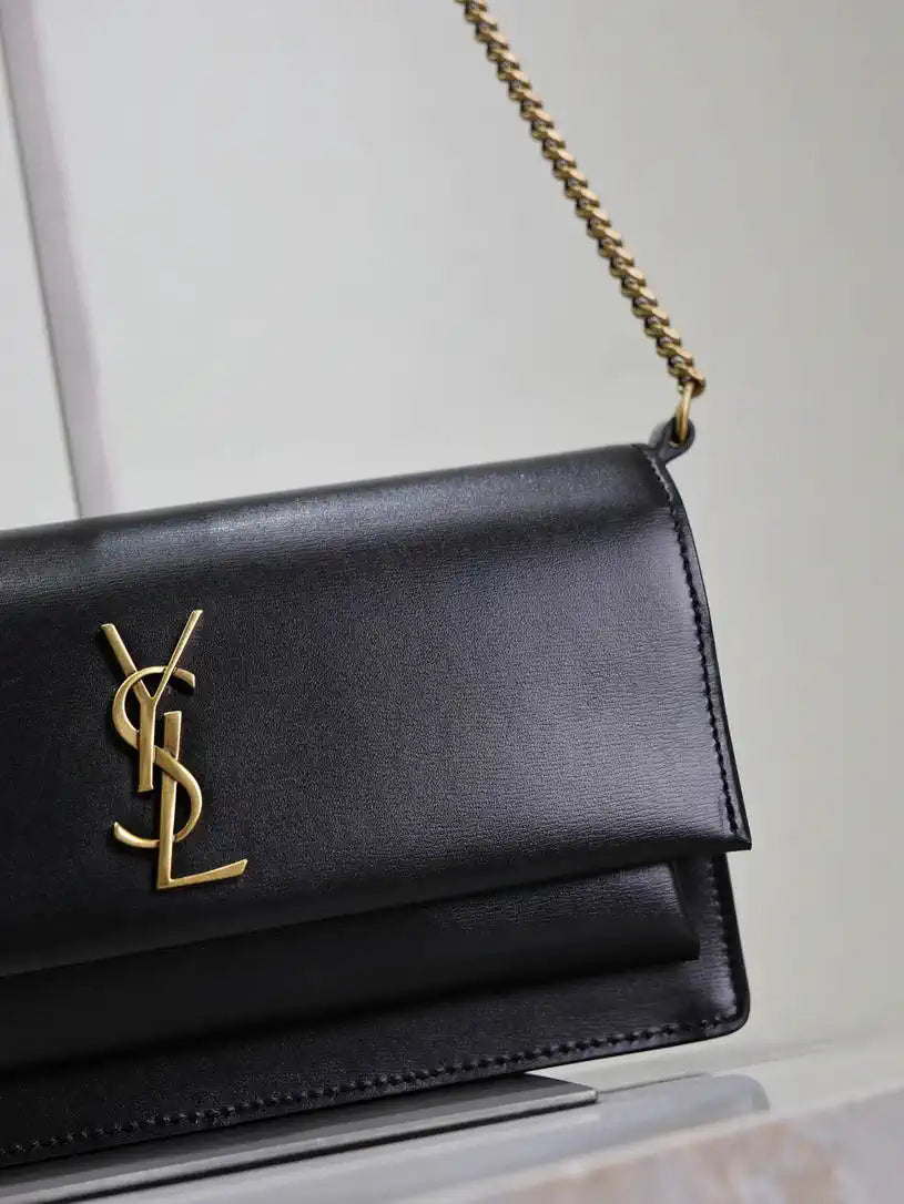 YSL 810997 SUNSET clutch in BOX saint laurent Black