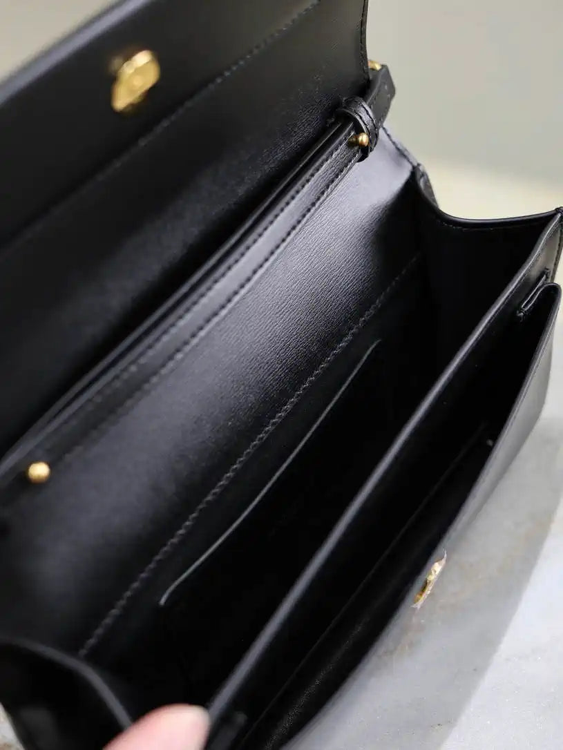 YSL 810997 SUNSET clutch in BOX saint laurent Black