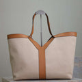 YSL 817602AAEB31000 Y Tote in canvas and leather Beige - Default Title - View 1