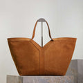 YSL 817602AAEB31000 Y Tote in suede leather DARK CARAMEL - Default Title - View 1