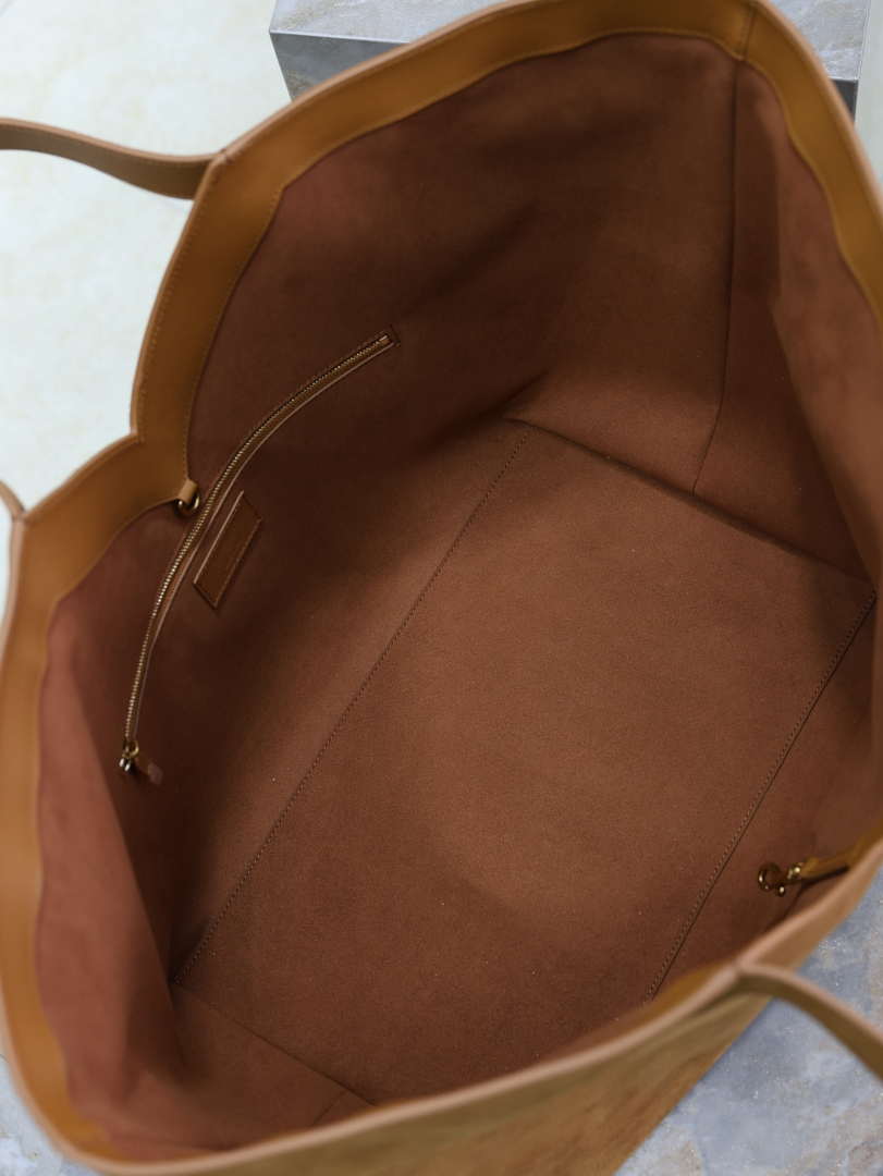 YSL 817602AAEB31000 Y Tote in suede leather DARK CARAMEL