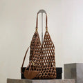 YSL 821911 supple bucket in wood beads LIGHT WOOD