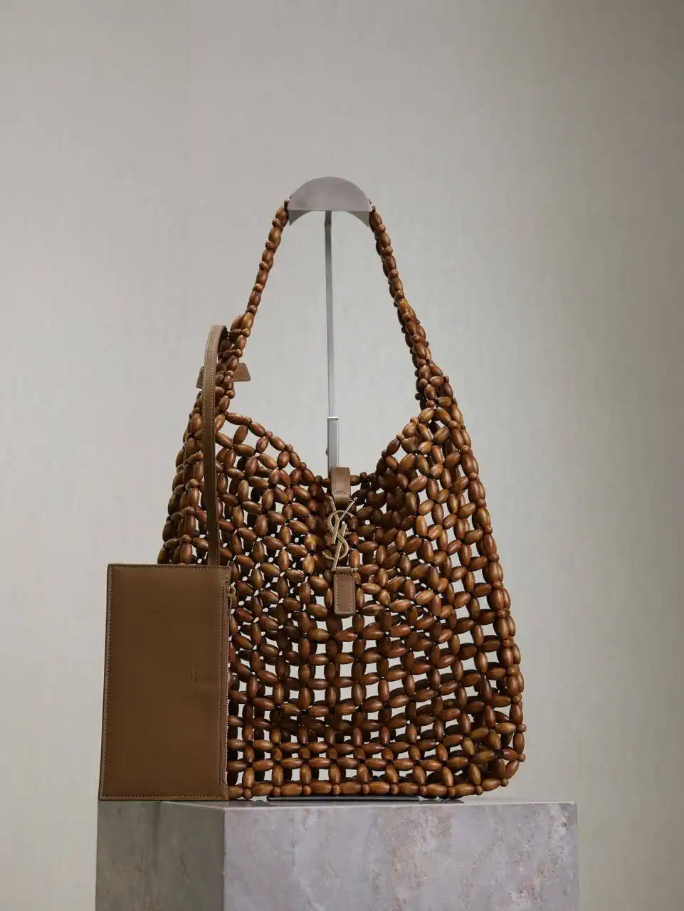 YSL 823807 LE 5 ¨¤ 7 large in wood beads LIGHT WOOD