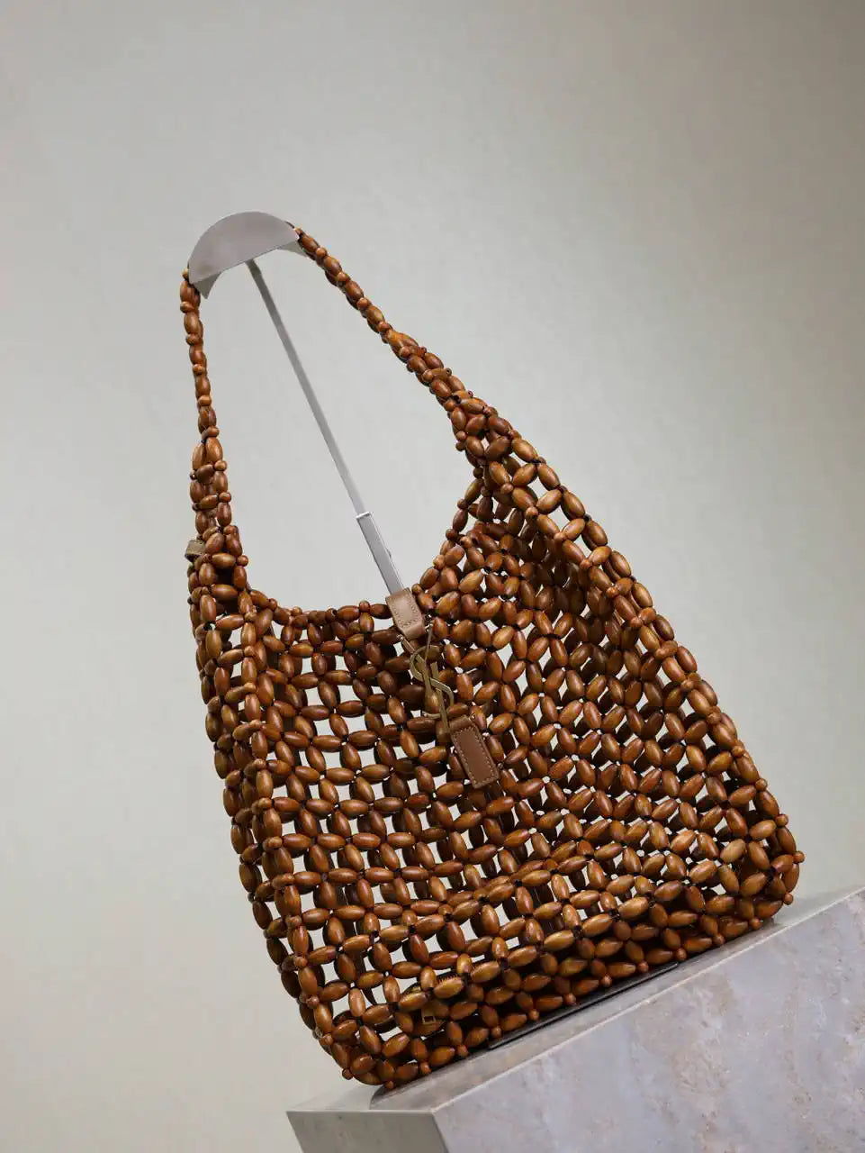 YSL 823807 LE 5 ¨¤ 7 large in wood beads LIGHT WOOD
