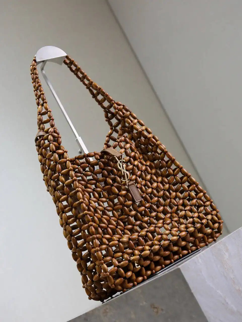 YSL 823807 LE 5 ¨¤ 7 large in wood beads LIGHT WOOD