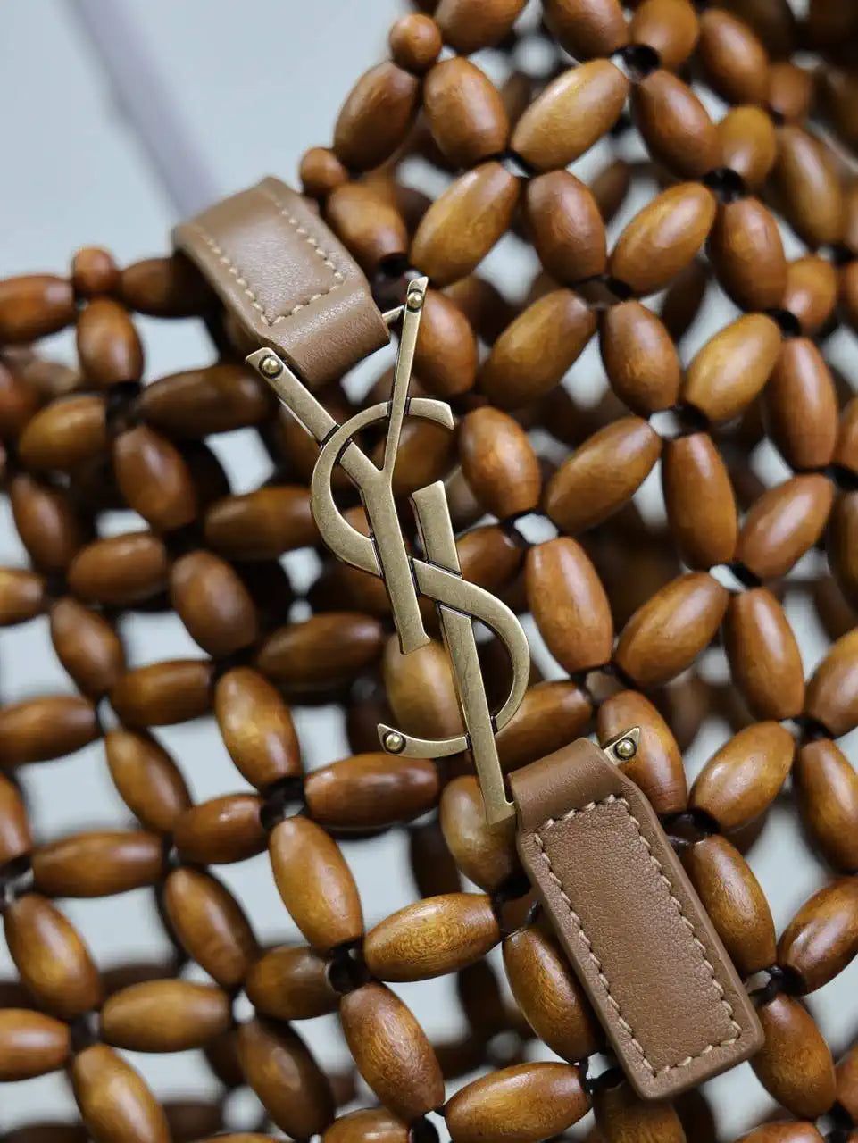 YSL 823807 LE 5 ¨¤ 7 large in wood beads LIGHT WOOD