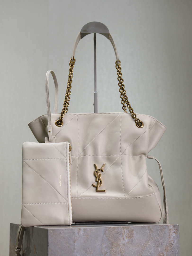 YSL 833948 JAMIE 4.3 Small SHOPPING in lambskin White - Default Title - View 1