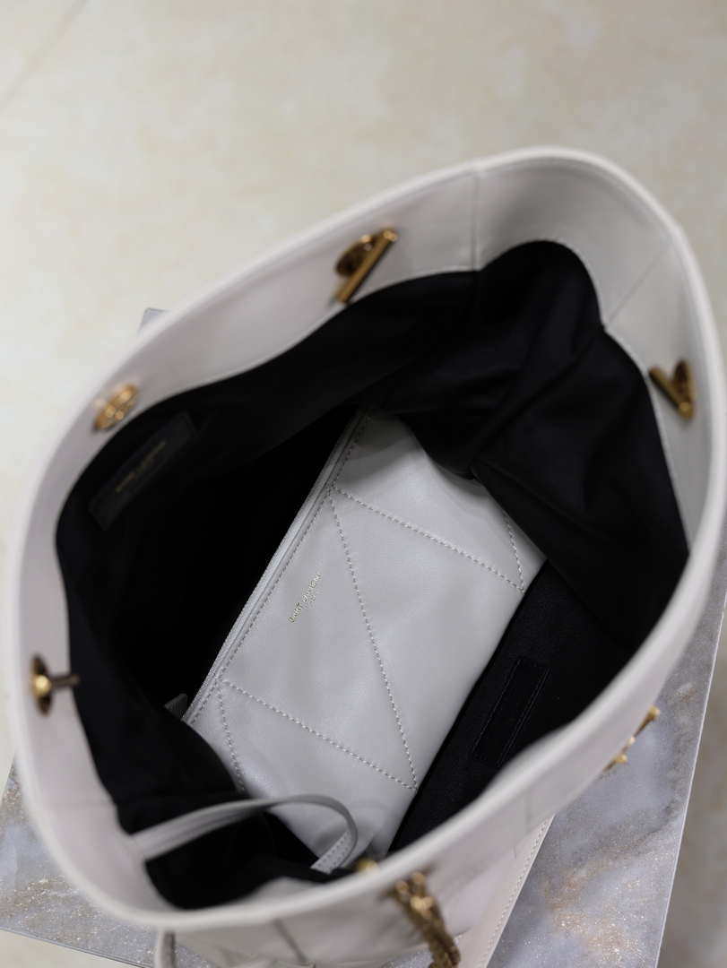 YSL 833948 JAMIE 4.3 Small SHOPPING in lambskin White