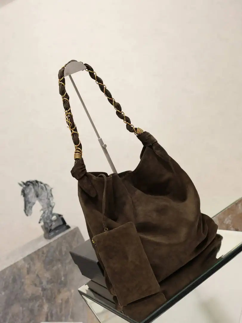 YSL AMALIA in Suede leather 834750 Dark Green