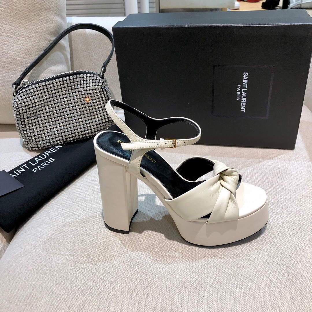 YSL Bianca Sandals In Smooth Leather White 30130 - luxibagsmall