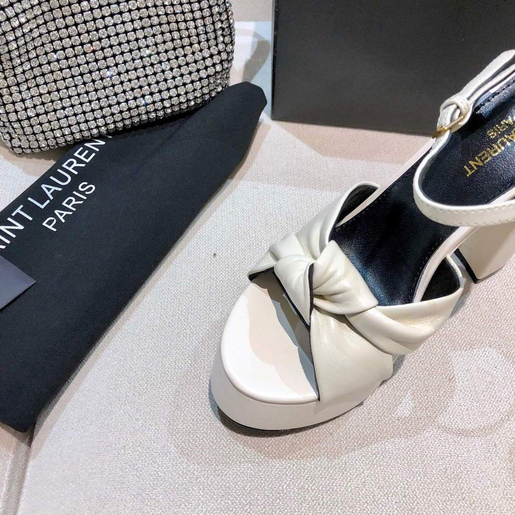 YSL Bianca Sandals In Smooth Leather White 30130 - luxibagsmall