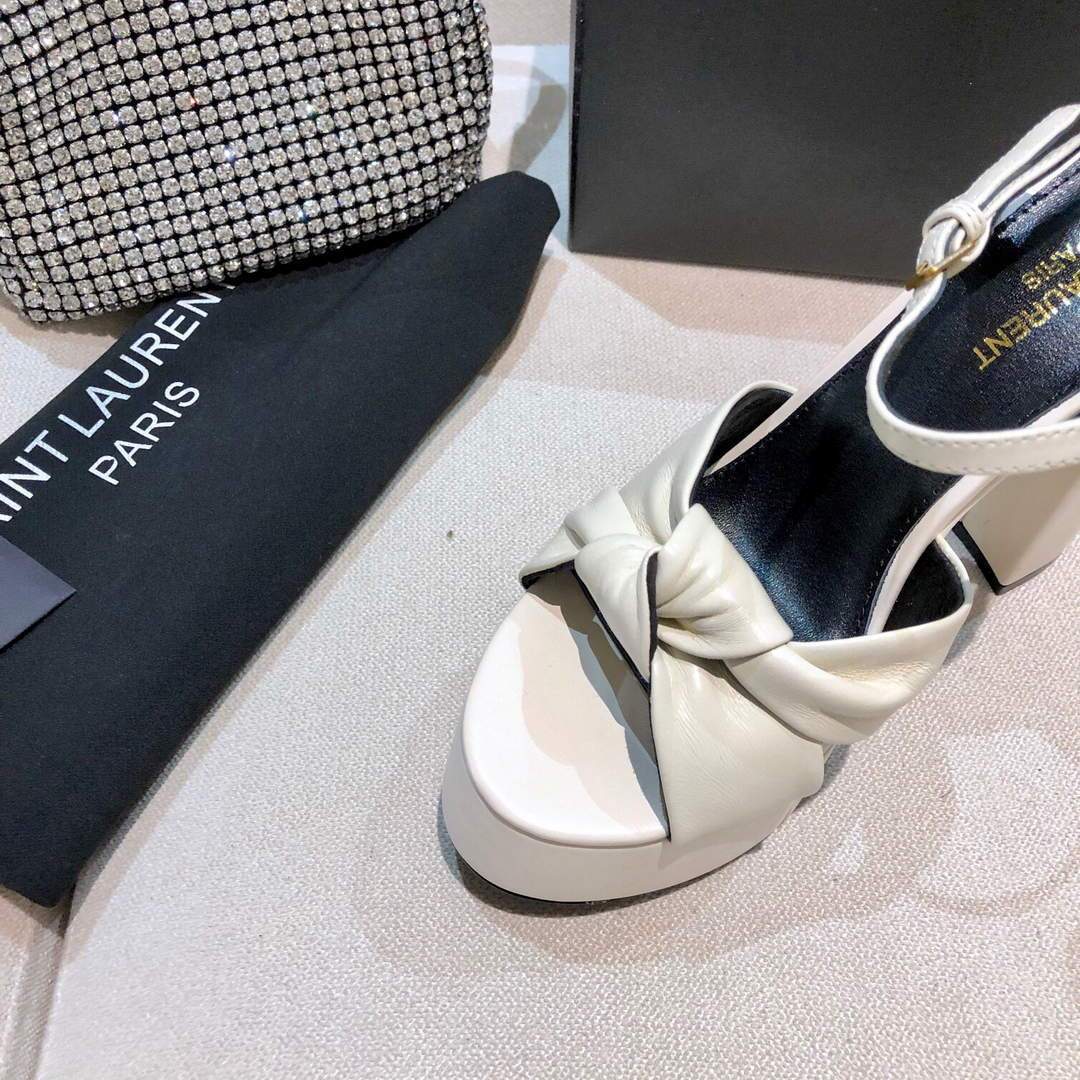 YSL Bianca Sandals In Smooth Leather White 30130 - luxibagsmall