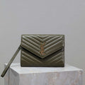 YSL Cassandre Matelass¨¦ Flap pouch in Lambskin leather 617662 V Green - Default Title - View 1