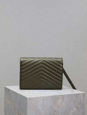 YSL Cassandre Matelass¨¦ Flap pouch in Lambskin leather 617662 V Green - Default Title - View 5