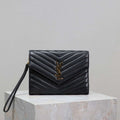 YSL Cassandre Matelass¨¦ Flap pouch in Lambskin leather 617662 V Black - Default Title - View 1