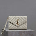 YSL Cassandre Matelass¨¦ Flap pouch in Lambskin leather 617662 V White - Default Title - View 1