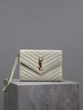 YSL Cassandre Matelass¨¦ Flap pouch in Lambskin leather 617662 V White