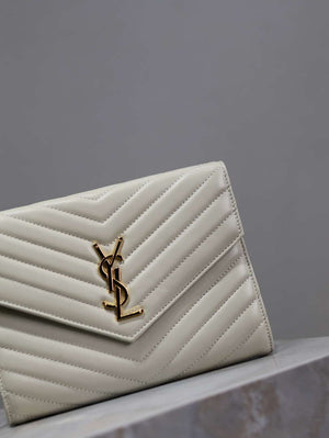 YSL Cassandre Matelass¨¦ Flap pouch in Lambskin leather 617662 V White - Default Title - View 4