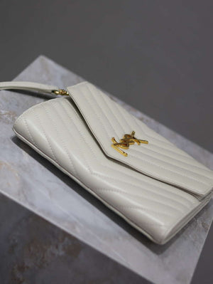 YSL Cassandre Matelass¨¦ Flap pouch in Lambskin leather 617662 V White - Default Title - View 7