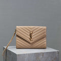 YSL Cassandre Matelass¨¦ Flap pouch in Lambskin leather 617662 V Nude Pink - Default Title - View 1