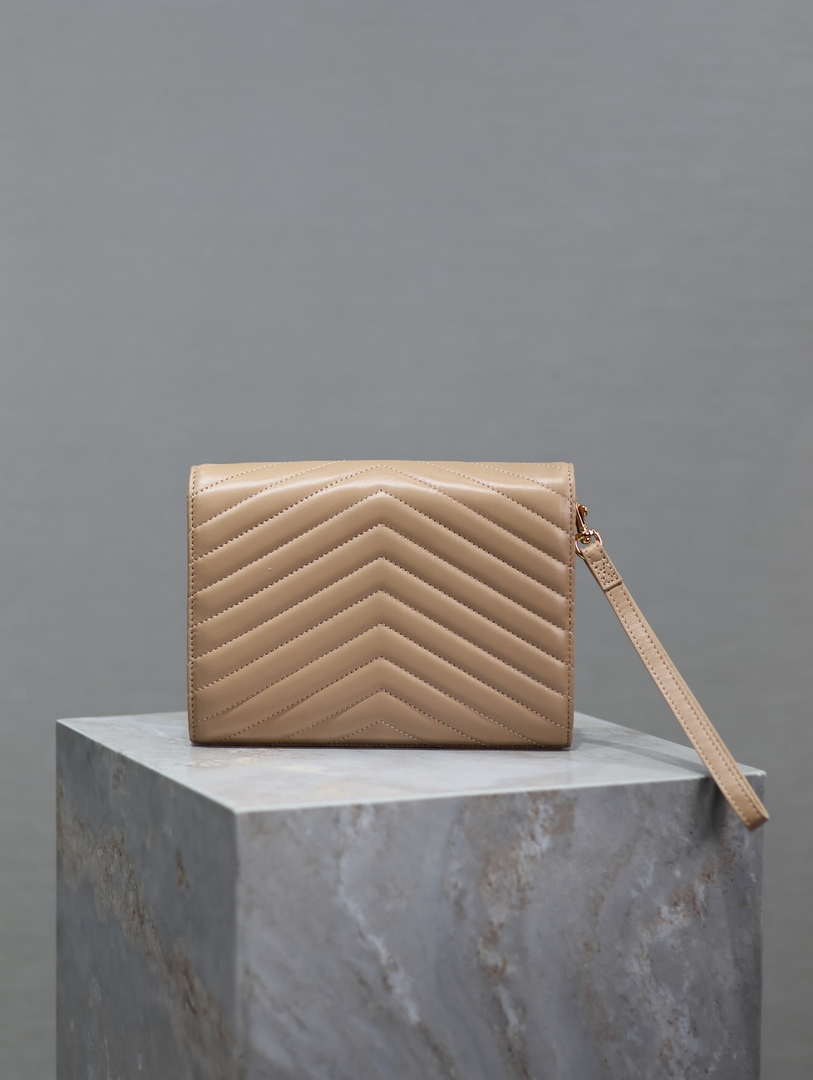 YSL Cassandre Matelass¨¦ Flap pouch in Lambskin leather 617662 V Nude Pink