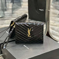YSL Cassandre Matelass¨¦ Flap pouch in Patent leather 617662 V Black - Default Title - View 1