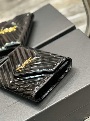 YSL Cassandre Matelass¨¦ Flap pouch in Patent leather 617662 V Black - Default Title - View 7