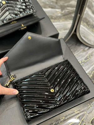 YSL Cassandre Matelass¨¦ Flap pouch in Patent leather 617662 V Black - Default Title - View 8