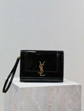 YSL 617662 Cassandre Matelass¨¦ Flap pouch in Black Patent leather