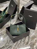 YSL LE5¨¤7 657228 Hobo Bag In Crocodile Embossed Shiny Leather Dark Green