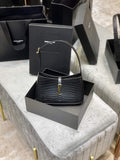 YSL LE5¨¤7 657228 Hobo Bag In Crocodile Embossed Shiny Leather Black