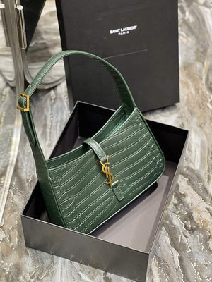 YSL LE5¨¤7 657228 Hobo Bag In Crocodile Embossed Shiny Leather Dark Green - Default Title - View 2
